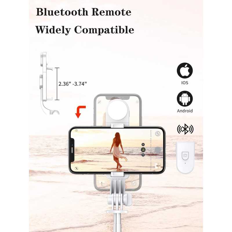 46'' Selfie Stick Tripod with Wireless Remote & LED Light for iPhone & Android