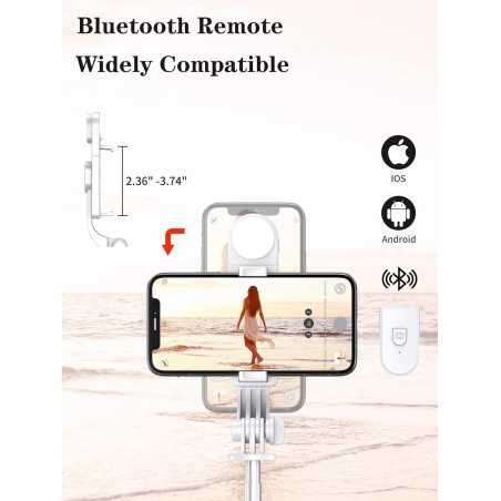 46'' Selfie Stick Tripod with Wireless Remote & LED Light for iPhone & Android