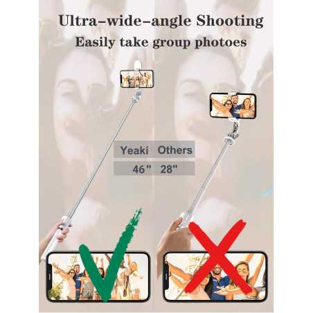 46 Selfie Stick Tripod with Wireless Remote & LED Fill Light for iPhone 16/15/14/Android Smartphones