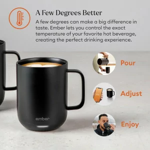 Ember Smart Mug 2 - 14 Oz App-Controlled Heated Coffee Mug, Black