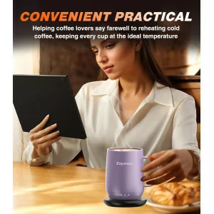 Self Heating Coffee Mug T2 - 16oz Smart Mug, 150 Min Battery, No App