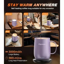Self Heating Coffee Mug T2 - 16oz Smart Mug, 150 Min Battery, No App