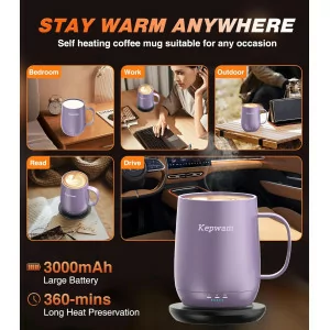 Self Heating Coffee Mug T2 - 16oz Smart Mug, 150 Min Battery, No App