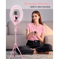 UBeesize Ring Light 12'' avec Trépied 62'', Rose, pour Vidéo, Streaming, Compatible Téléphones et Caméras