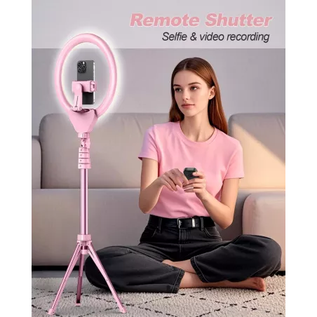 UBeesize Ring Light 12'' avec Trépied 62'', Rose, pour Vidéo, Streaming, Compatible Téléphones et Caméras