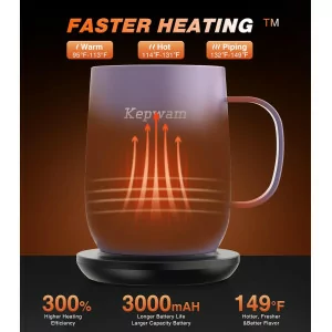 Self Heating Coffee Mug T2 - 16oz Smart Mug, 150 Min Battery, No App