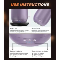 Self Heating Coffee Mug T2 - 16oz Smart Mug, 150 Min Battery, No App