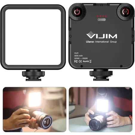 ULANZI VL-81 Lumière Vidéo LED Bi-Color 3000mAh avec Softbox, Rechargeable, 3 Cold Shoe pour DSLR & Smartphone