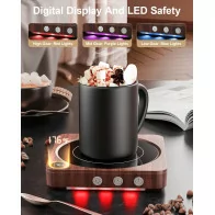 36W Mug Warmer with Temp Display & Auto Shut Off – Wood Coffee Warmer