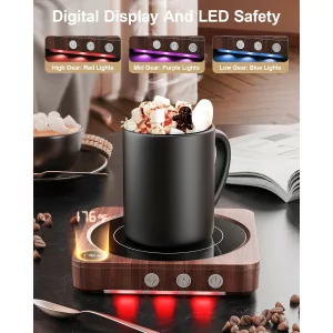 36W Mug Warmer with Temp Display & Auto Shut Off – Wood Coffee Warmer
