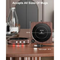 36W Mug Warmer with Temp Display & Auto Shut Off – Wood Coffee Warmer