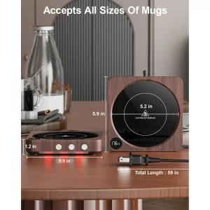 36W Mug Warmer with Temp Display & Auto Shut Off – Wood Coffee Warmer