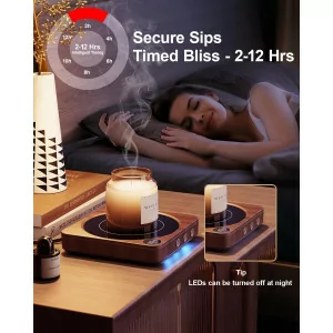 36W Mug Warmer with Temp Display & Auto Shut Off – Wood Coffee Warmer