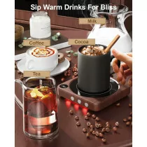 36W Mug Warmer with Temp Display & Auto Shut Off – Wood Coffee Warmer