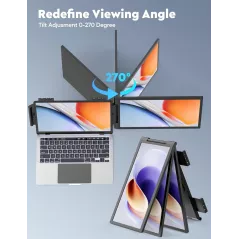 Écran Portable 14 FHD IPS Dual Screen Extender pour Laptop 14-16, USB-C/HDMI, Plug & Play