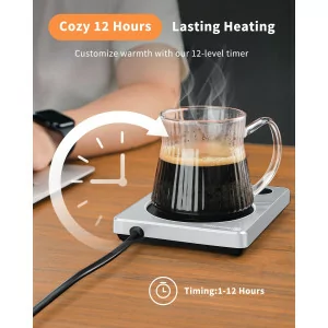 Maestri Coffee Mug Warmer with 4 Temps, Timer & Auto Shut-Off - Silver