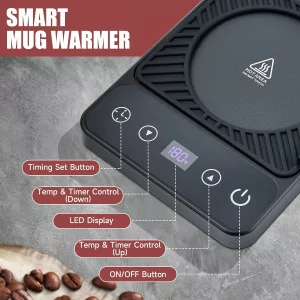 Electric Mug Warmer with Timer & 6-Temp Control – Smart Auto Shut Off
