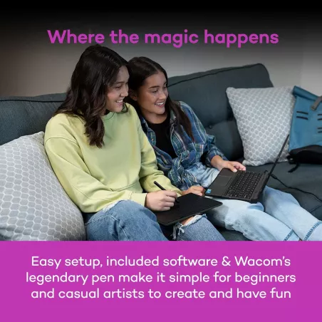 Tablette Graphique Wacom Intuos Small - 4 ExpressKeys, Logiciel Inclus, Compatible Chromebook/Mac/Win/Android, Noir
