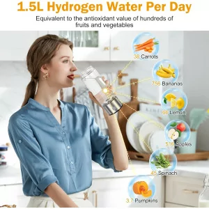 Upgrade Hydrogen Water Bottle - Portable 420ml Ionizer with SPE PEM Tech
