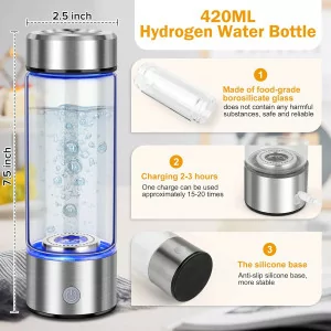 Upgrade Hydrogen Water Bottle - Portable 420ml Ionizer with SPE PEM Tech