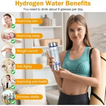 Upgrade Hydrogen Water Bottle - Portable 420ml Ionizer with SPE PEM Tech