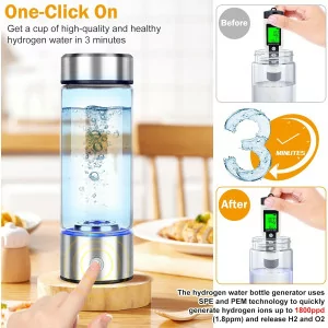 Upgrade Hydrogen Water Bottle - Portable 420ml Ionizer with SPE PEM Tech