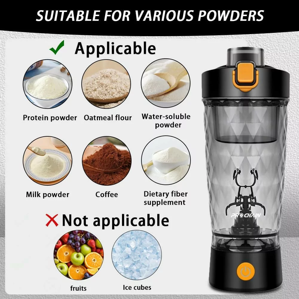 PROCHAIN 22oz Electric Protein Shaker Bottle – Portable, BPA-Free Mixer