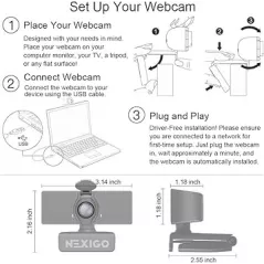 Webcam NexiGo N60 1080P HD avec Micro et Cache Confidentialité