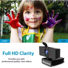 NexiGo N60 Webcam HD 1080P avec Microphone, Couverture Confidentialité, USB, Plug & Play pour Zoom/Skype
