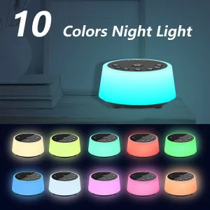 Color Noise Sound Machine with 10 Colors Night Light & 25 Soothing Sounds
