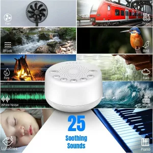 Easysleep White Noise Machine with 25 Sounds, Night Light & Timer