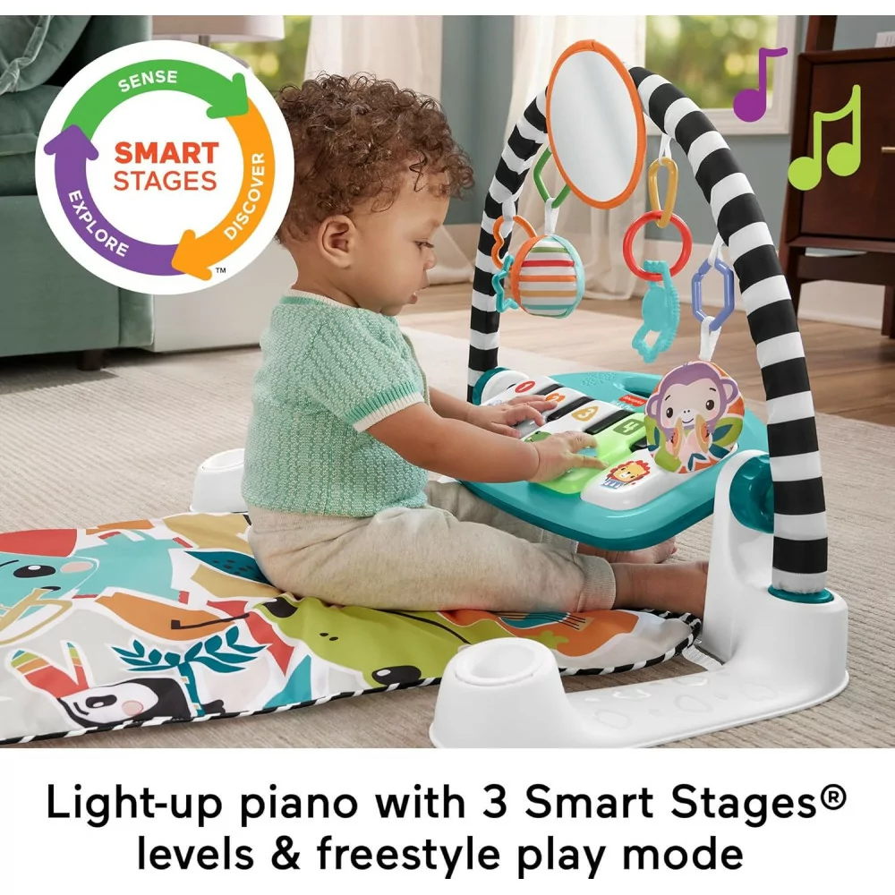 Fisher-Price Glow & Grow Kick & Play Piano Gym - Blue Baby Playmat
