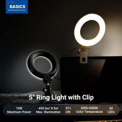 NEEWER 5 Ring Light with Tripod Stand for Zoom, Streaming & Video Calls