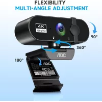 Webcam AOC 4K PC avec Microphone et Suppression de Bruit