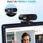 Webcam AOC 4K avec Microphone, Réduction de Bruit, Cache Vie Privée, 99° FOV, USB Plug & Play