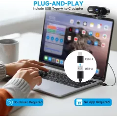 Webcam AOC 4K PC avec Microphone et Suppression de Bruit