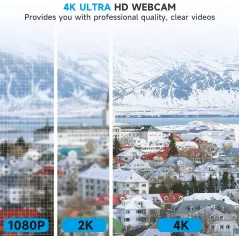 Webcam AOC 4K PC avec Microphone et Suppression de Bruit