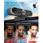 Webcam 1080P avec Microphone & Cache Confidentialité USB Plug & Play pour Appels Vidéo & Streaming
