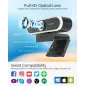 Webcam 1080P avec Microphone & Cache Confidentialité USB Plug & Play pour Appels Vidéo & Streaming