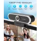 Webcam 1080P avec Microphone & Cache Confidentialité USB Plug & Play pour Appels Vidéo & Streaming