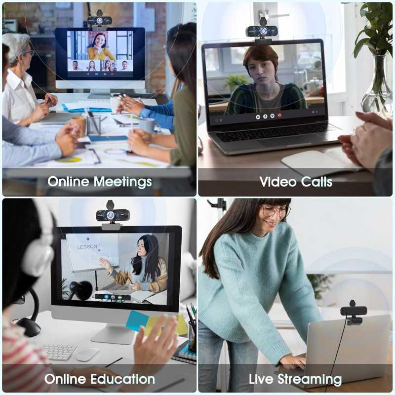 Webcam Full HD 1080P USB avec Micro Anti-Bruit et Privacy