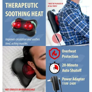 Zyllion Shiatsu Back & Neck Massager with Heat – Deep Tissue Relief