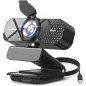 Webcam 1080P Full HD avec Micro Anti-Bruit, Correction Lumière, Cache Vie Privée, USB Plug & Play