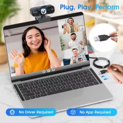 Webcam Full HD 1080P USB avec Micro Anti-Bruit et Privacy