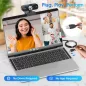 Webcam 1080P Full HD avec Micro Anti-Bruit, Correction Lumière, Cache Vie Privée, USB Plug & Play