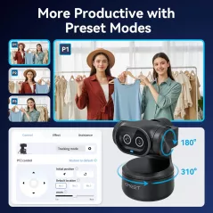 EMEET PIXY Caméra PTZ 4K AI, Autofocus Rapide, Streaming