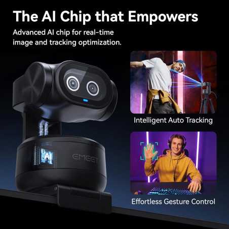 EMEET PIXY 4K Dual-Camera AI PTZ Webcam with Sony Sensor, AI Tracking, Autofocus, 3 Mics, Gesture Control