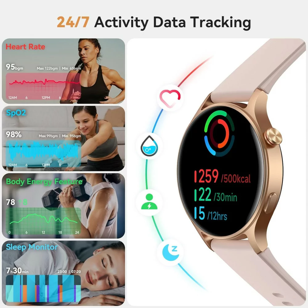 Smart Watch for Women with Call, 1.32 AMOLED, Heart Rate & 110+ Modes