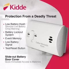 Détecteur de monoxyde de carbone Kidde, pile, portable