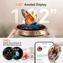 Smart Watch for Women with Call, 1.32 AMOLED, Heart Rate & 110+ Modes